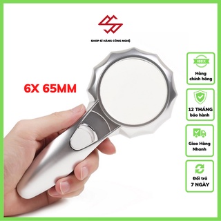 Kính lúp cầm tay 6X 💗𝑭𝑹𝑬𝑬𝑺𝑯𝑰𝑷💗 Kính lúp 65mm có đèn TH-600555