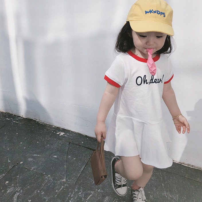 Đầm polo/ Đầm cổ tròn tay ngắn kiểu dáng hợp thời trang cho bé gái