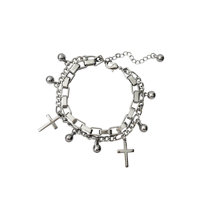 Vòng Tay Thép Titan Mặt Thánh Giá B683 Phong Cách Độc Đáo