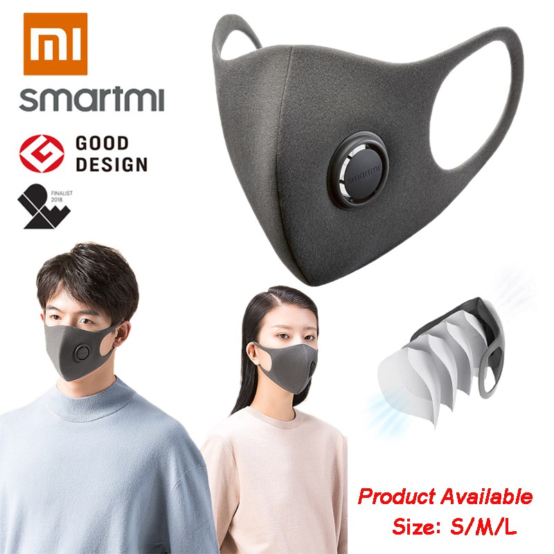Khẩu trang thể thao Xiaomi Smartmi chống bụi/sương mù có dây đeo tai điều chỉnh được thoải mái với van thông gió