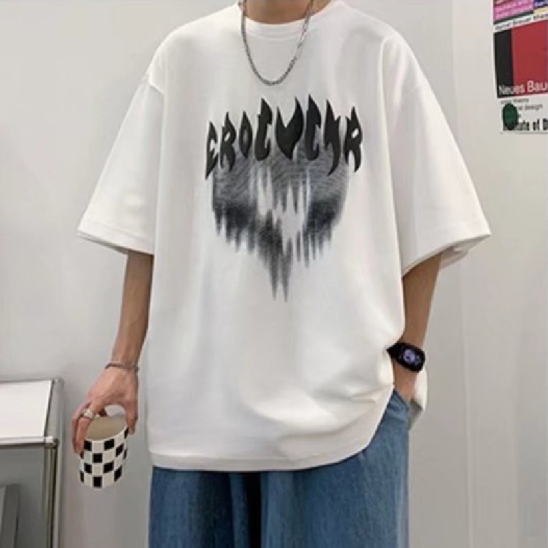 Áo Thun Tay Ngắn Dáng Rộng In Chữ Phong Cách Hip Hop Hồng Kông Thời Trang Mùa Hè Cá Tính Cho Nam