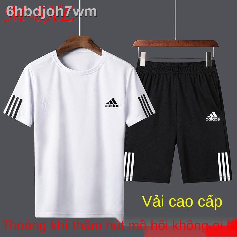 ¤㍿♗Bộ đồ thể thao mùa hè của nam giới nhanh khô thoáng khí ngắn tay hai mảnh đơn giản chạy thể dục quần áo chạy bộ quần
