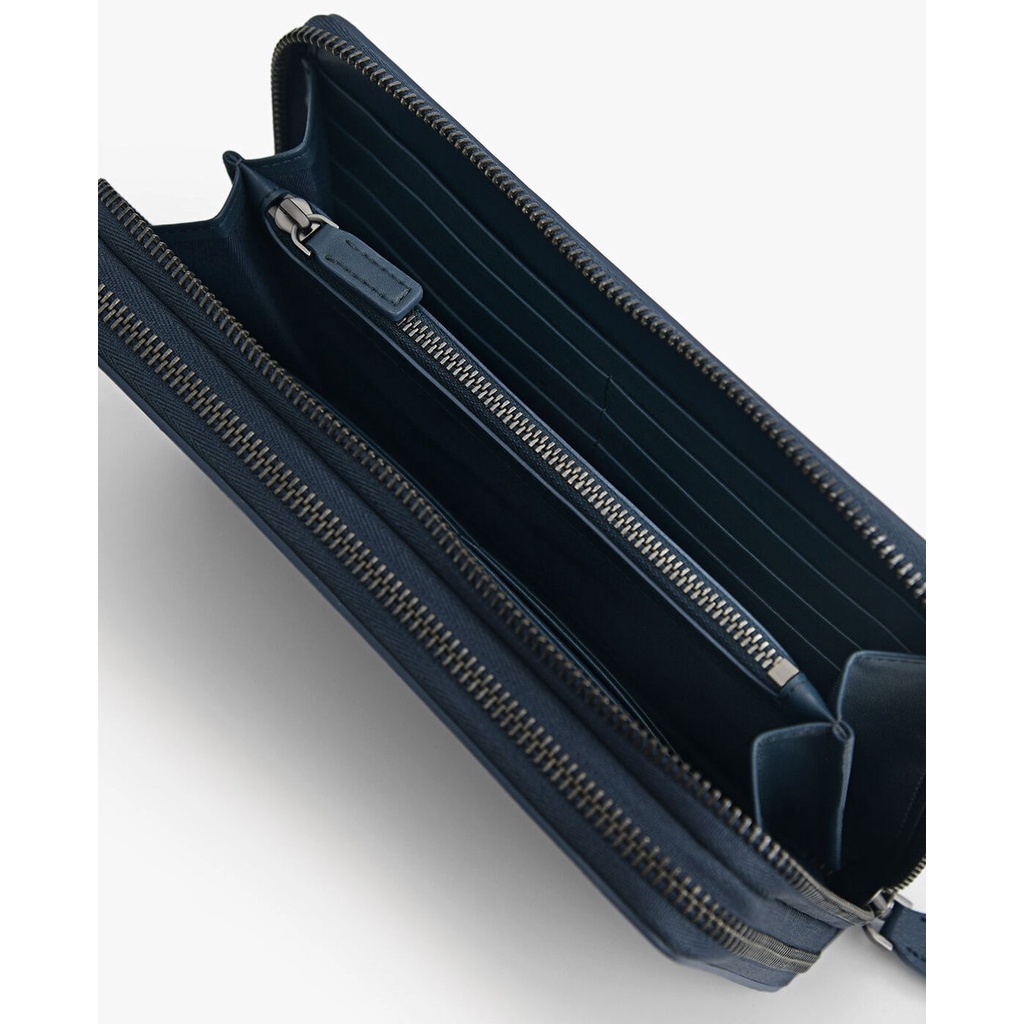 PEDRO - Ví nam da phom chữ nhật dáng dài phối zip Leather Travel Organiser PM4-35940053-10