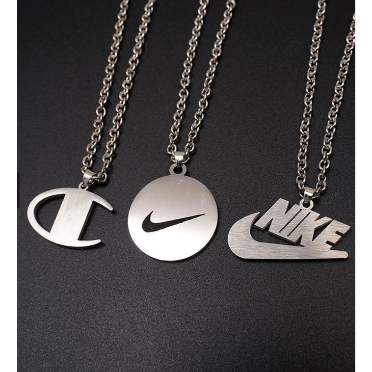 Vòng cổ Thép Titan Mặt Hình Chữ Nike Phong Cách Hip Hop Cá Tính Dành Cho Nam Nữ