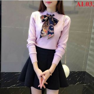 Áo thun gân nơ lụa mịn màng