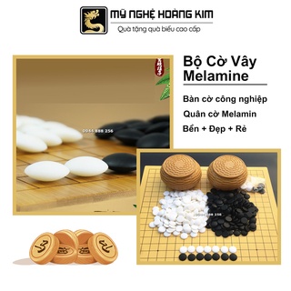 Bộ cờ vây: Quân Cờ Vây Melamine và hộp đựng giỏ tre, Bàn cờ vây gỗ công nghiệp Mỹ Nghê Hoàng Kim