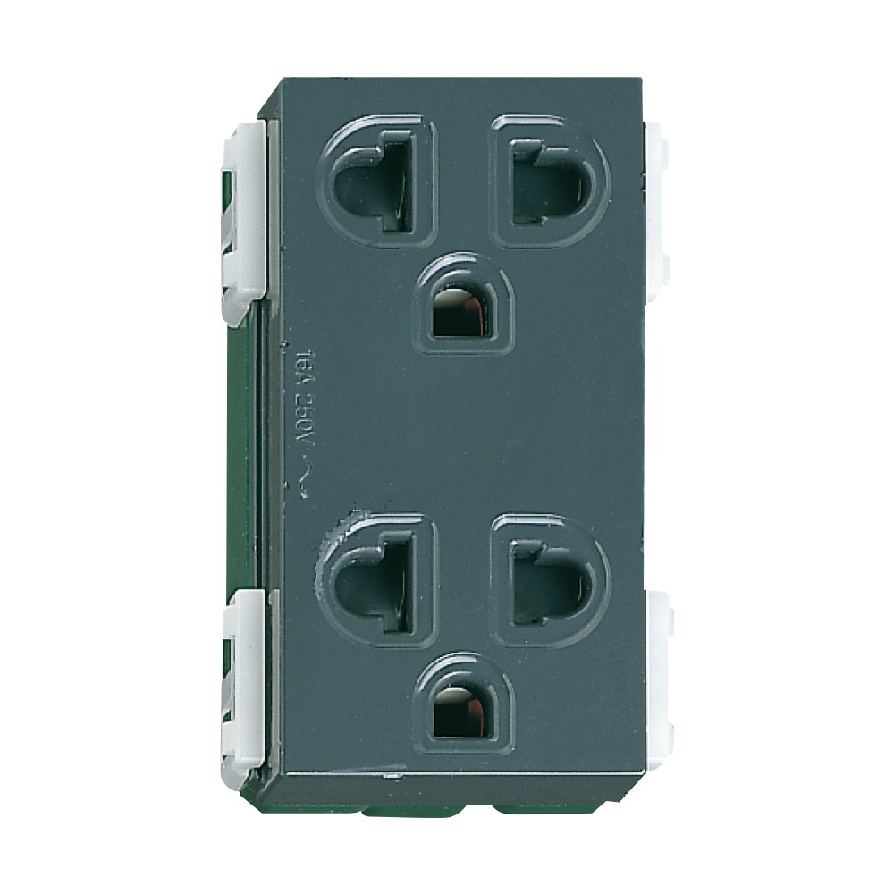 Ổ cắm đôi có màn che và dây nối đất Panasonic dòng Wide Series màu trắng - đen xám - vàng ánh kim  - xám ánh ki