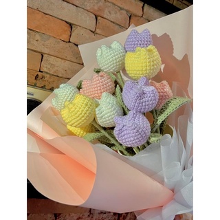 Bó hoa tuylip móc bằng len handmade