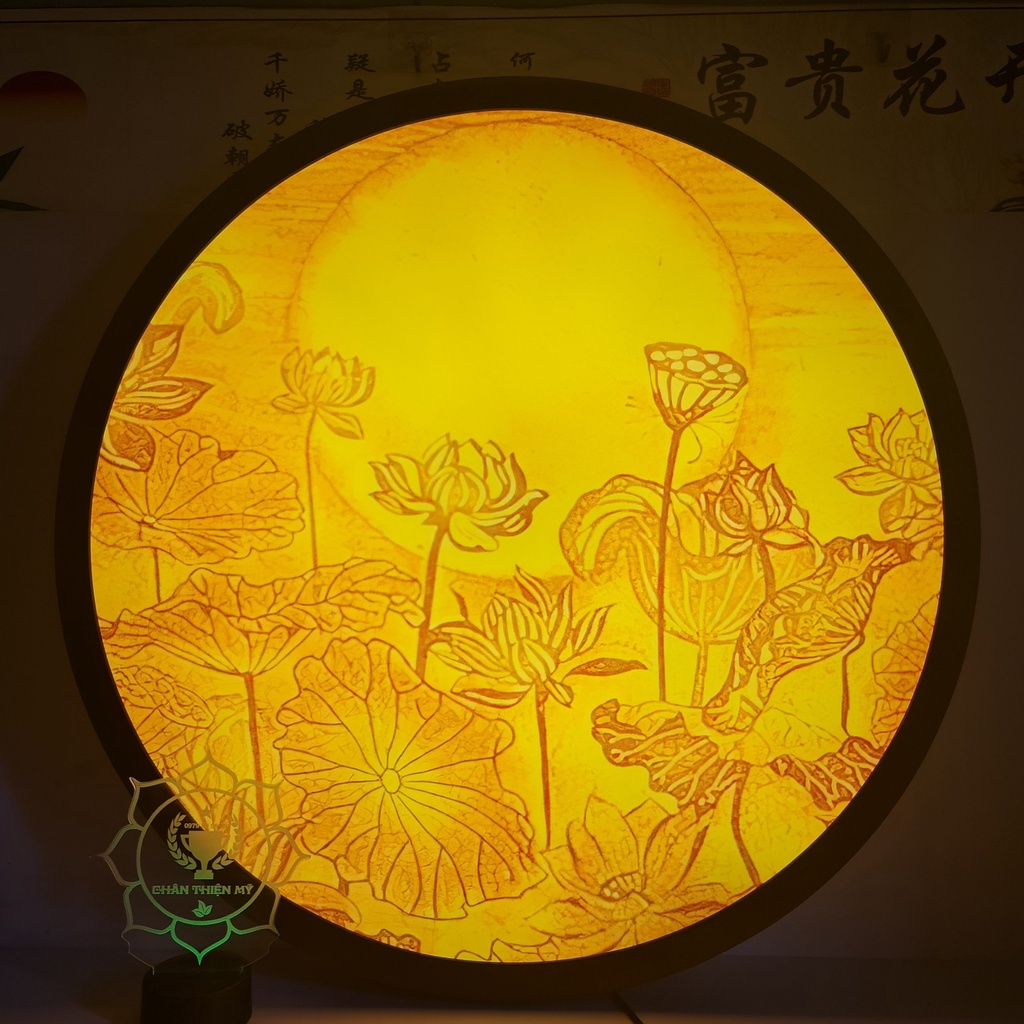 Đèn hào quang Trúc Chỉ in thờ gia tiên_HQTC3