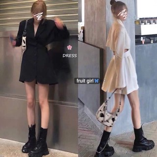 Đầm cổ vest tay dài cut out hở lưng - rora cut out dress