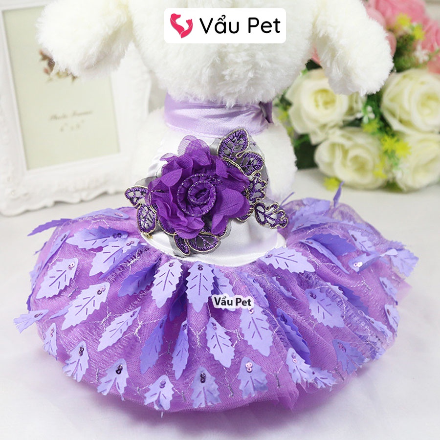 Váy cho chó mèo Hoa Xoè xinh xắn - Quần áo cho chó poodle, con, lớn, mèo, thú cưng Vẩu Pet Shop
