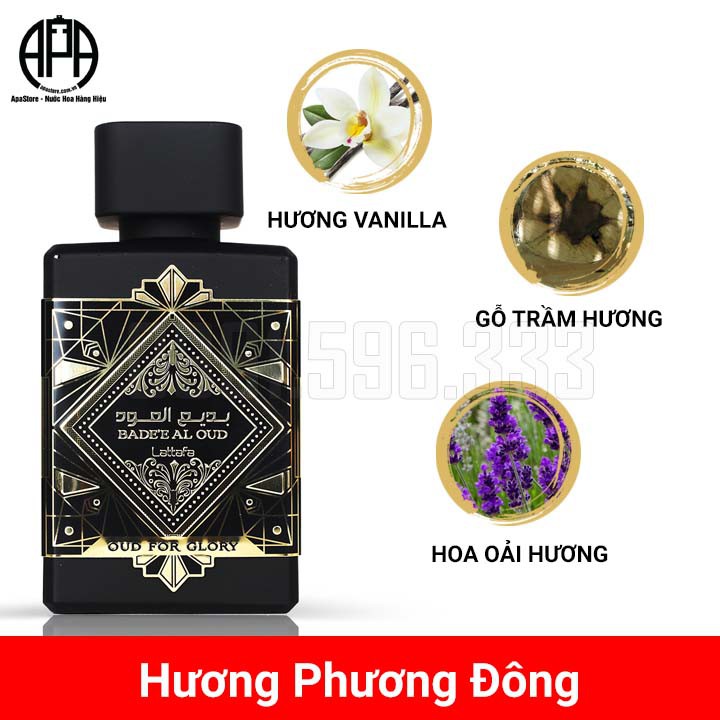 Nước Hoa Nam Lataffa Badee Oud For Glory Chai Full 100ml, Mùi Trầm Cao Cấp