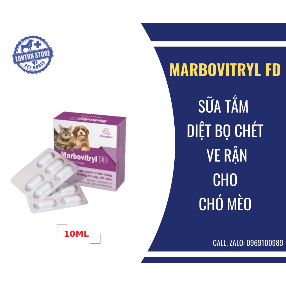 VEMEDIM Marbovitryl FD Không còn nhiễm trù.ng đường hô hấ.p, ti.ết ni.ệu trên chó, mèo