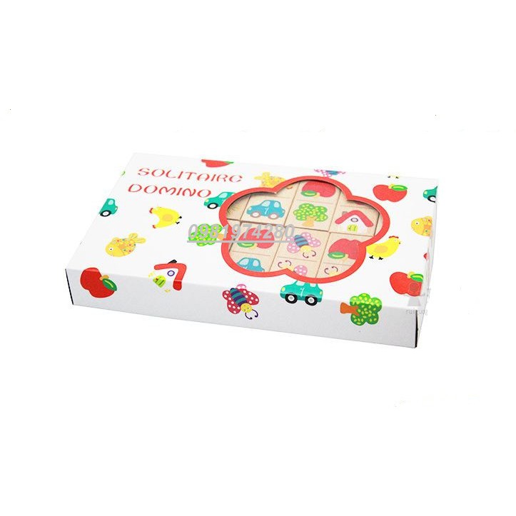 Bộ Domino tìm cặp giống nhau Domino solitaire 28 thanh gỗ