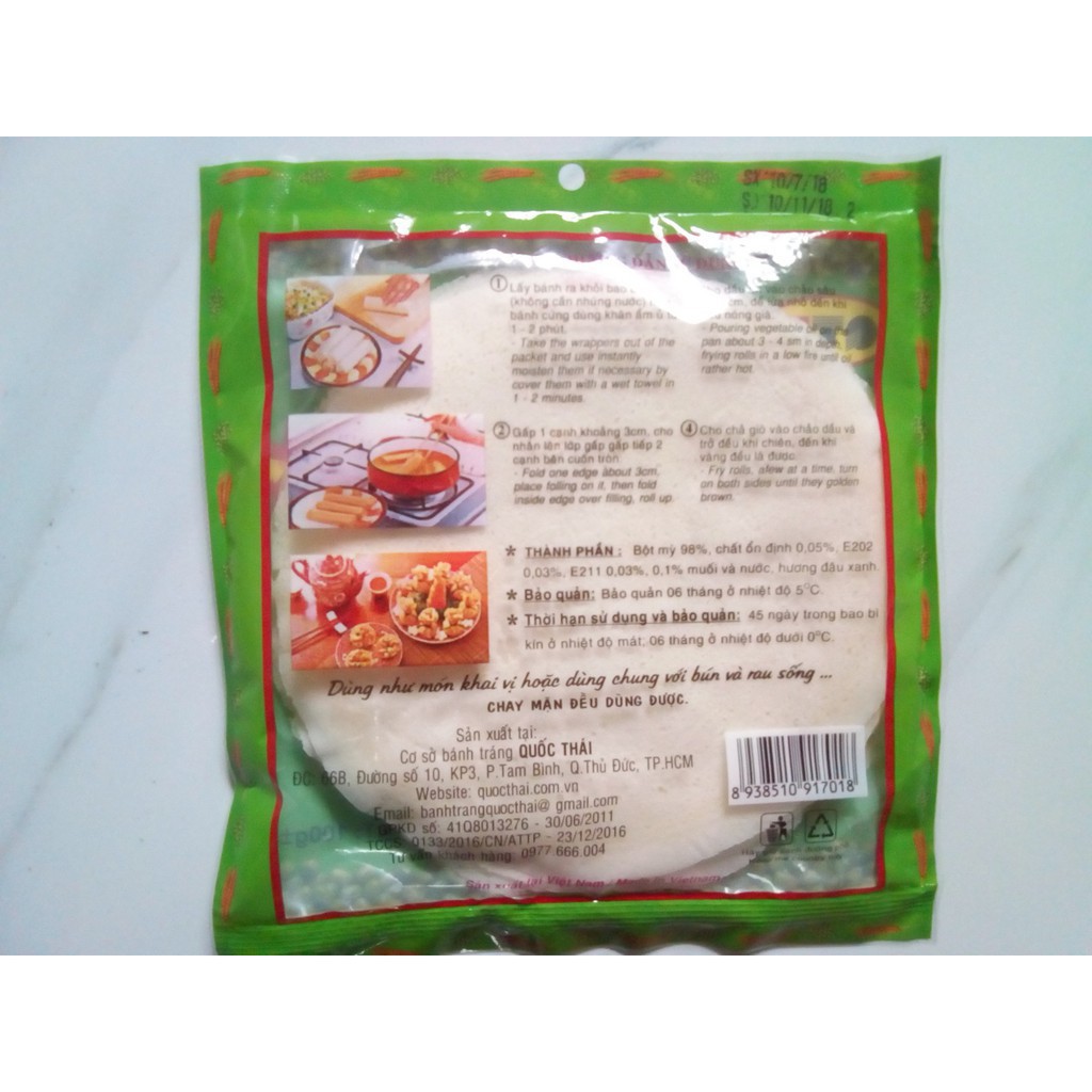 [GIÁ RẺ NHẤT] Bánh tráng bò bía đậu xanh - Cuốn chả giò xốp. -- Bộ 10 gói