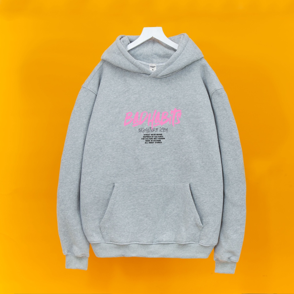 Áo nỉ hoodie BAD HABITS Hogoto shop , Áo nỉ hoodie unisex nam nữ form rộng oversize chất liệu Cotton