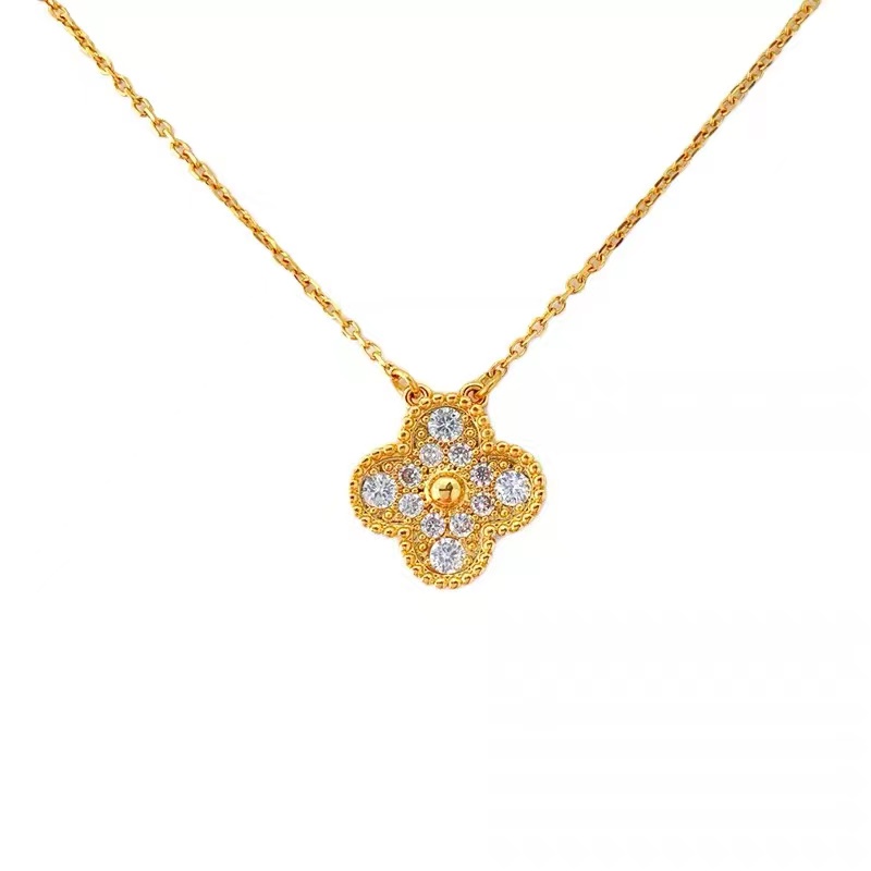 Dây Chuyền Bằng Thép Không Gỉ Mạ Vàng 18K Đính Đá Sang Trọng Cho Nữ