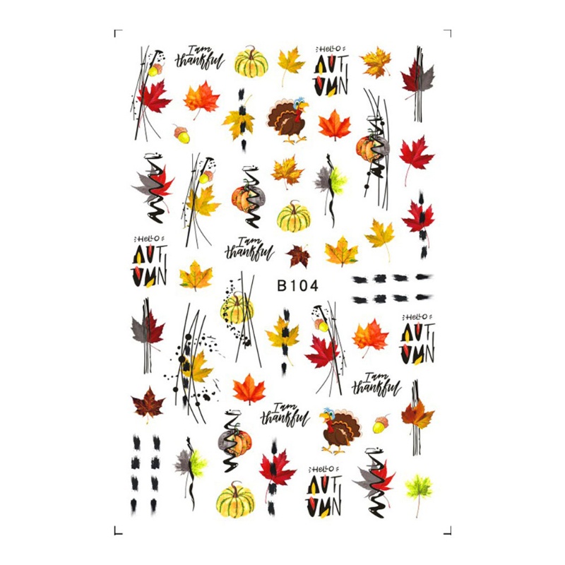 Miếng Dán Trang Trí Móng Tay Hình Lá Phong Mùa Thu
