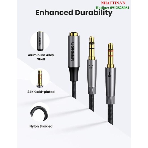 Cáp chữ Y gộp Mic & Loa sang tai nghe có Mic Ugreen 50255 cao cấp