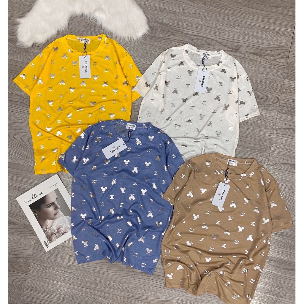 áo thun nữ cotton giấy in mickey siêu xinh