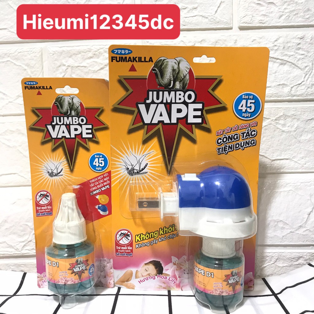 Máy xông Tinh dầu đuổi muỗi Jumbo Vape công nghệ Nhật Bản