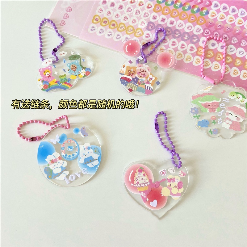 Hạt Nhựa Acrylic Trong Suốt Làm Móc Khóa DIY