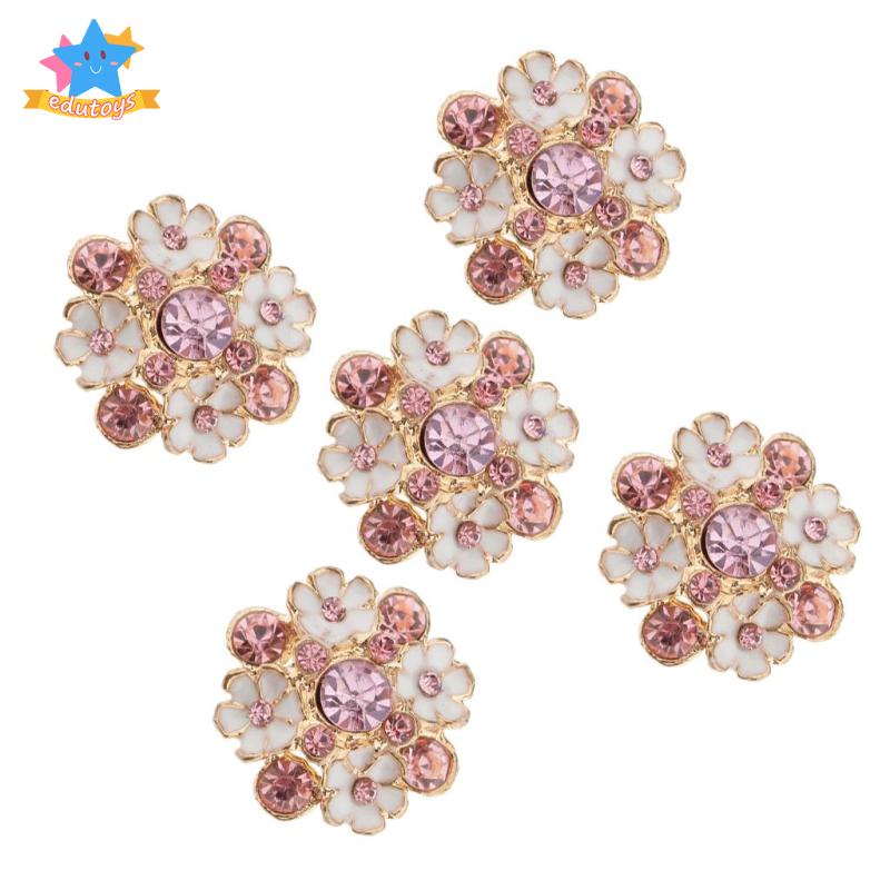 Set 5 Nút Pha Lê Hình Bông Hoa 23mm Dùng Trang Trí / Làm Đồ Thủ Công DIY
