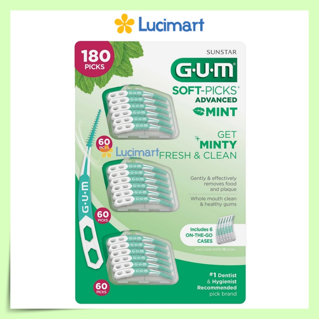 Tăm Gum Soft-Picks Advanced Mint tăm nha khoa Gum hương bạc hà (USA)
