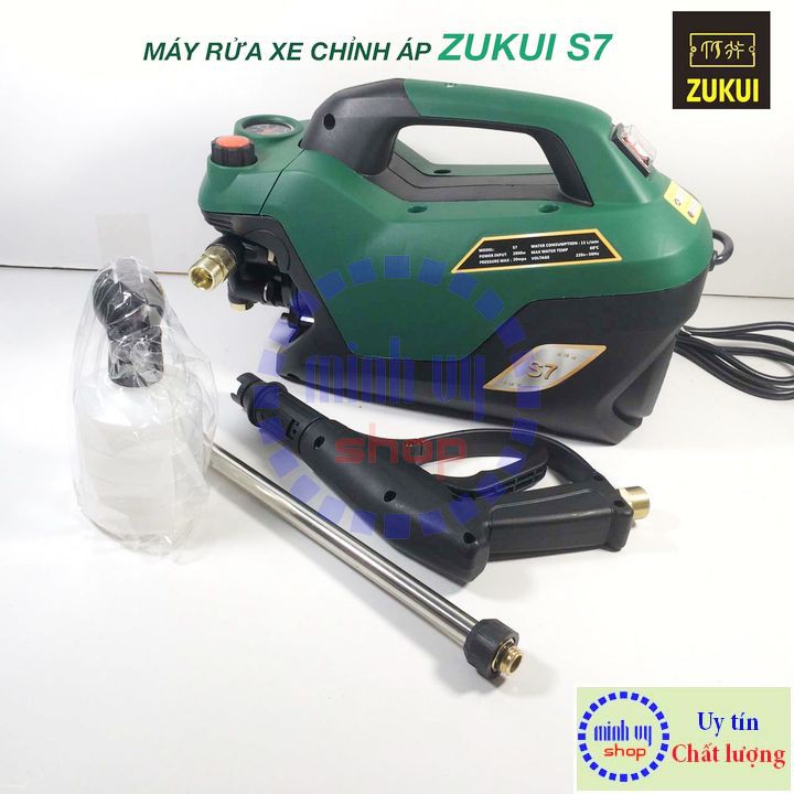 Máy xịt rửa xe chỉnh áp Zukui S7 - 2800W - Tặng kèm béc rửa máy lạnh, điều hòa