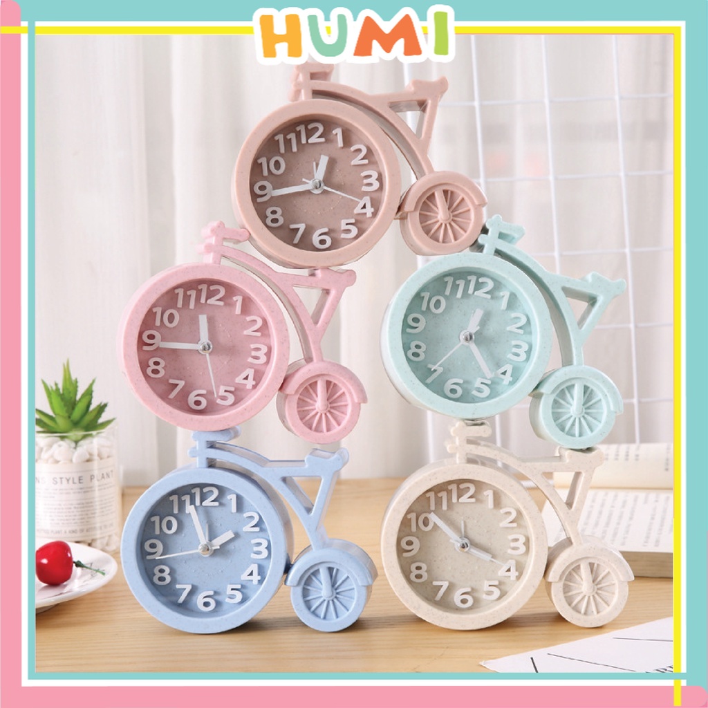 Đồng Hồ Báo Thức Decor Trang Trí Đẹp Cute Lúa Mì Hình Tròn Và Xe Đạp - HUMI
