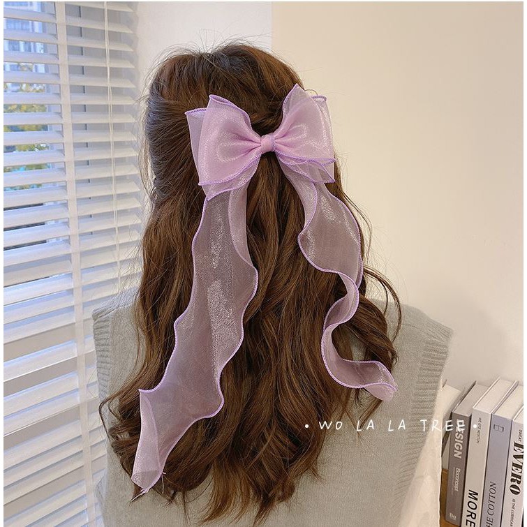 Kẹp tóc nơ, kẹp tóc Hàn Quốc nữ dây ruy băng dài thời trang dễ thương P117 - VHT SHOP