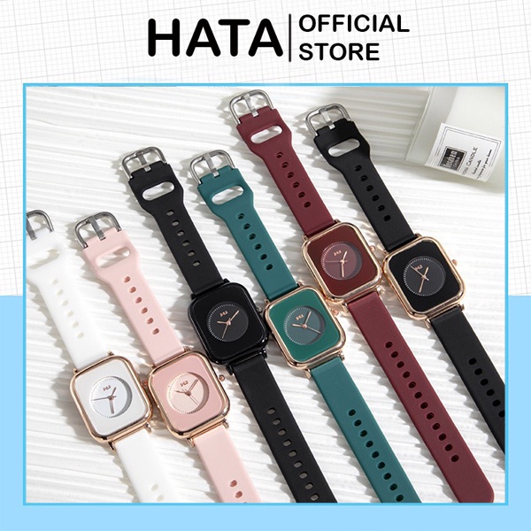 Đồng Hồ Nữ Mặt Vuông Jihu D403 Dây Cao Su Kiểu Dáng Trẻ Trung Hot Trend - Hata24h