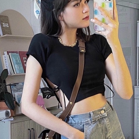 ÁO CỘT DÂY HAI BÊN EO DÁNG CROPTOP