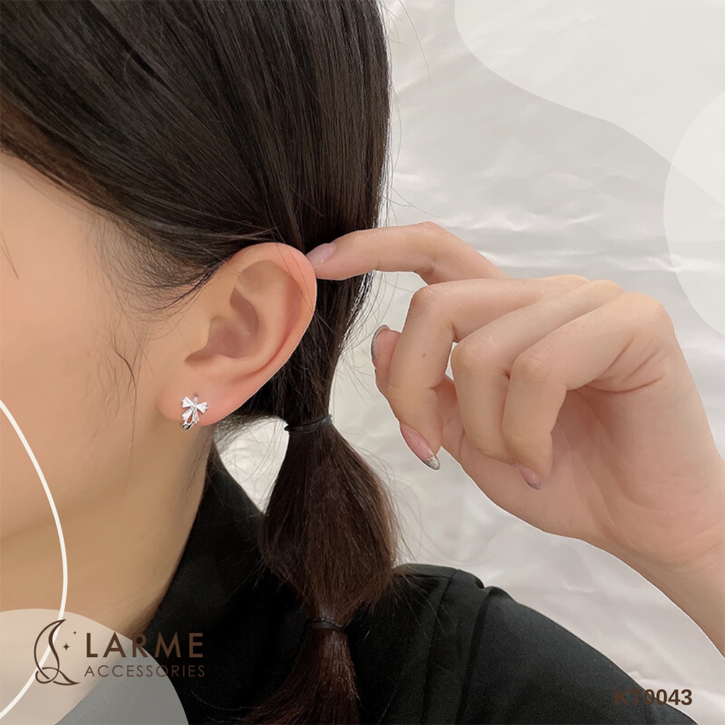 Khuyên tai tròn hình nơ, bông tai nữ nơ tròn Larme Accessories - KT0124
