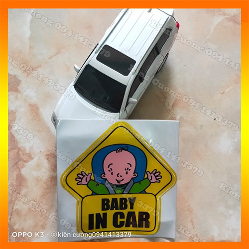 Decal Sticker Baby In Car dán ô tô xe hơi- cảnh báo có trẻ nhỏ trong xe