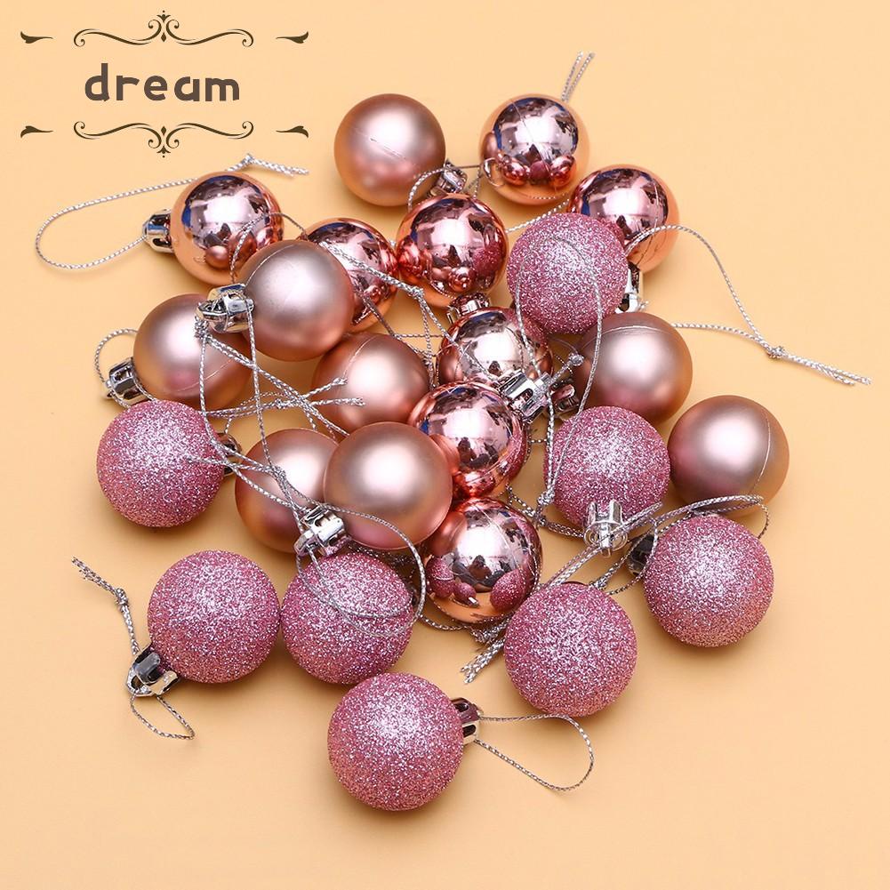 【DREAMLIFE】24x Christmas Pink Ball Ornaments Xmas Tree Holiday Wedding Party Decor Pendant