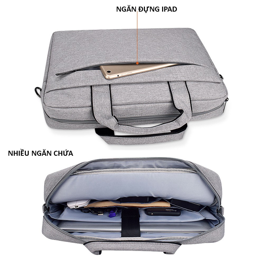 Túi chống sốc  đựng Laptop công sở nhiều ngăn, cặp đựng laptop 15.6, 14.1, 13.3 inch có tay xách và quai mang