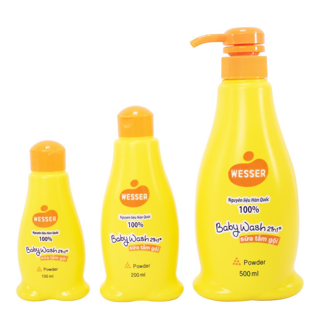 Sữa tắm gội toàn thân trẻ em Wesser 2in1- Powder thành phần thiên nhiên nhập khẩu Hàn Quốc