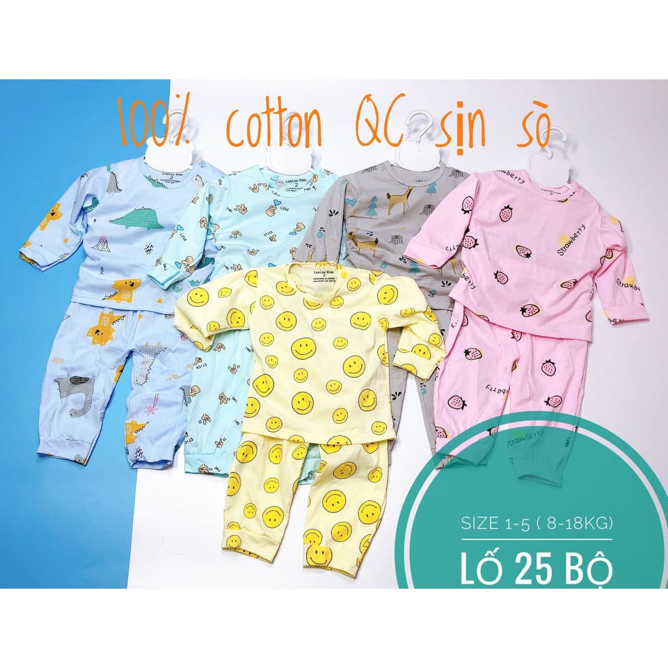 (Được lựa mẫu) Bộ quần áo dài tay 100% cotton thông hơi Quảng Châu cao cấp siêu đẹp cho bé trai, bé gái từ 5-15kg