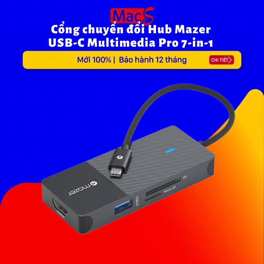 [Mã 254ELSALE giảm 7% đơn 300K] Cổng chuyển đổi Hub Mazer USB-C Multimedia Pro 11-in-1