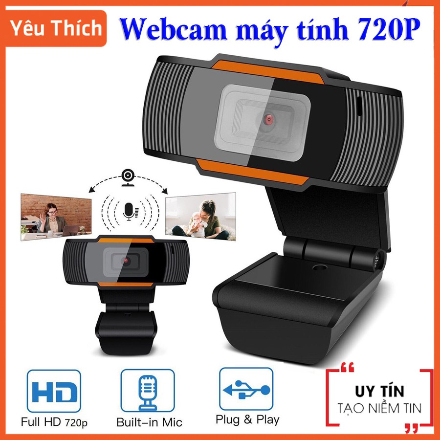 Webcam có mic cho máy tính , Webcam máy tính 720P Chuyên Dụng Cho Livestream Học Và Làm Việc Online - Bảo hành 12 tháng