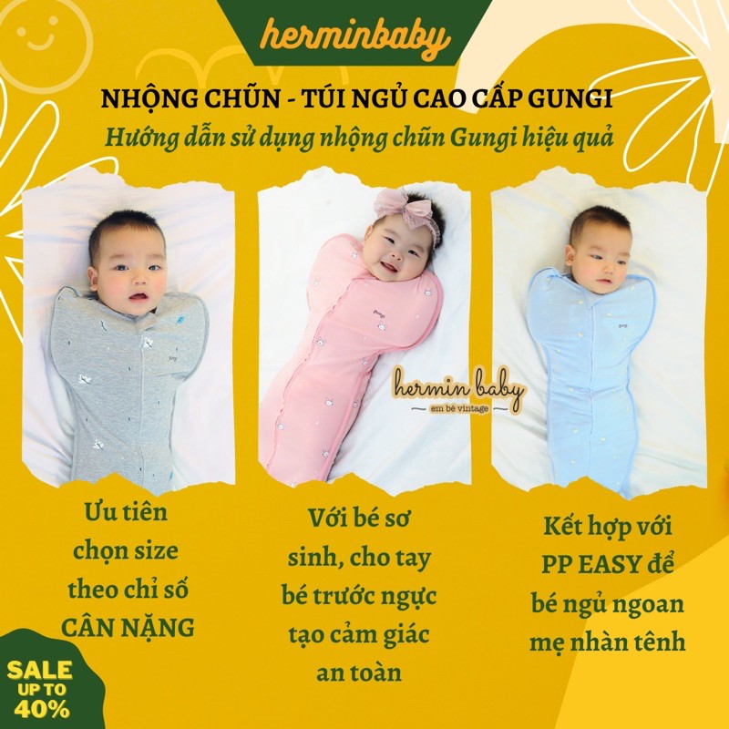 (Đạt chuẩn) Túi ngủ mùa đông cho bé GUNGI CHÍNH HÃNG -bé ngủ ngon sâu giấc theo phương pháp EASY