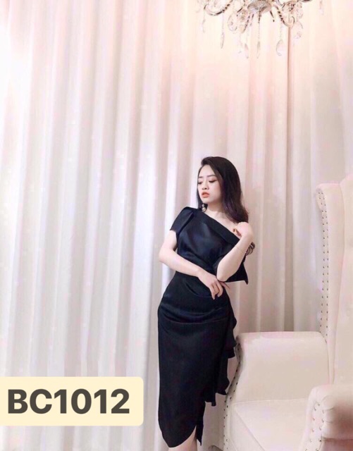 Đầm body lệch vai nhún bèo TRIPBLE T DRESS (kèm ảnh thật ) MS2T | BigBuy360 - bigbuy360.vn
