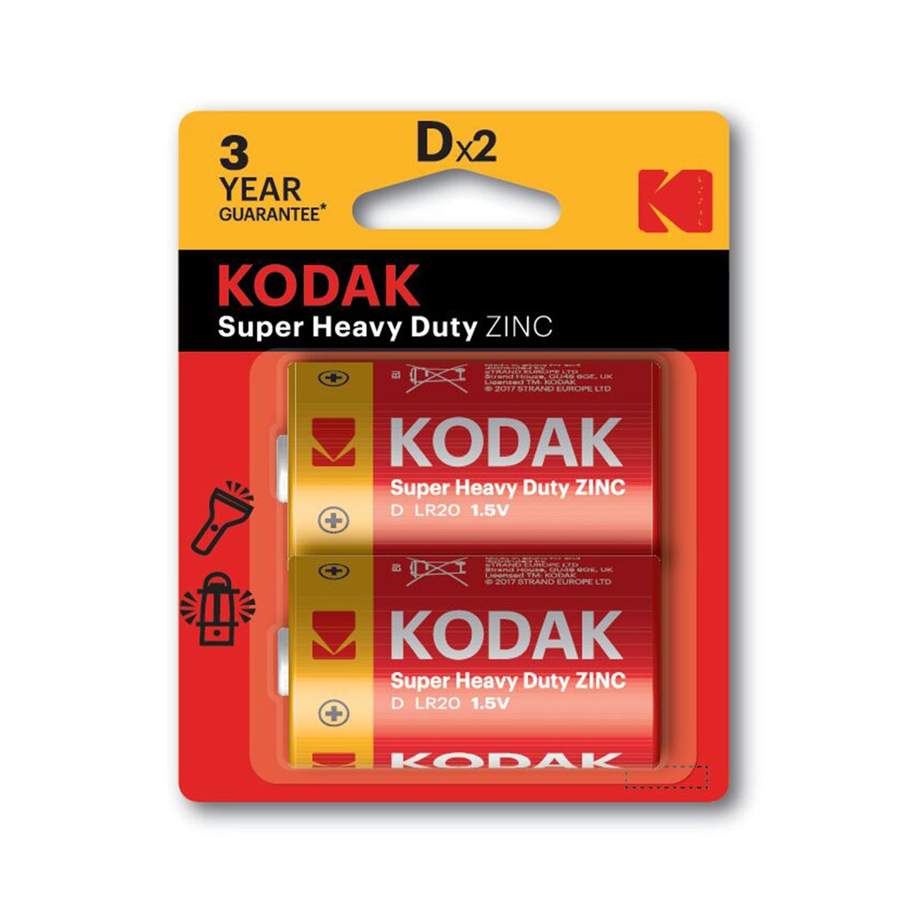 Bộ 2 pin đại Kodak Zinc D điện thế 1.5V Uncle Bills IB0158 hàng nhập khẩu chính hãng siêu bền dùng cho đèn pin