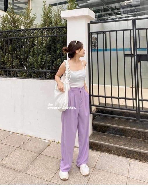 Quần suông ống rộng dài cạp cúc_nhiều màu