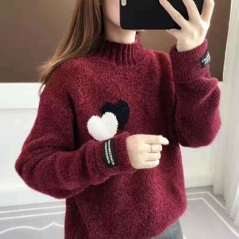 áo len tim nhung cổ 3 phân