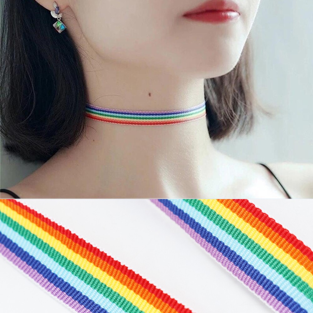 Vòng Cổ Choker Màu Sắc Cầu Vồng 1.5cm Cho Nam Và Nữ