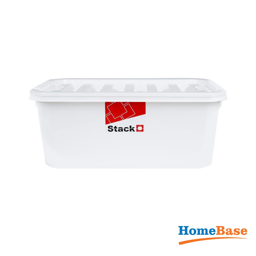 HomeBase STACKO Thùng nhựa đựng đồ đa năng có nắp đậy Thái Lan 16.5L W42.5xD28.5xH18 Cm Trắng