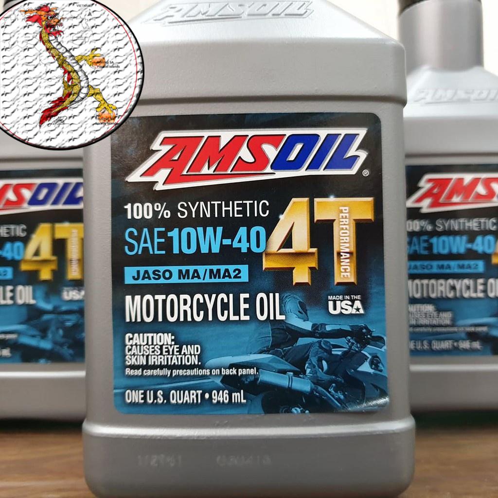 [Giá hủy diệt] Nhớt Amsoil Performance 4T 10W-40 Made in USA 946ml, nhớt Amsoil 4T đến từ Mỹ sử dụng xe số/xe côn tay