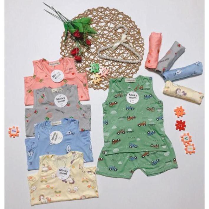 Bộ sát nách thun lạnh Peekaboo hoạ tiết ô tô cho bé